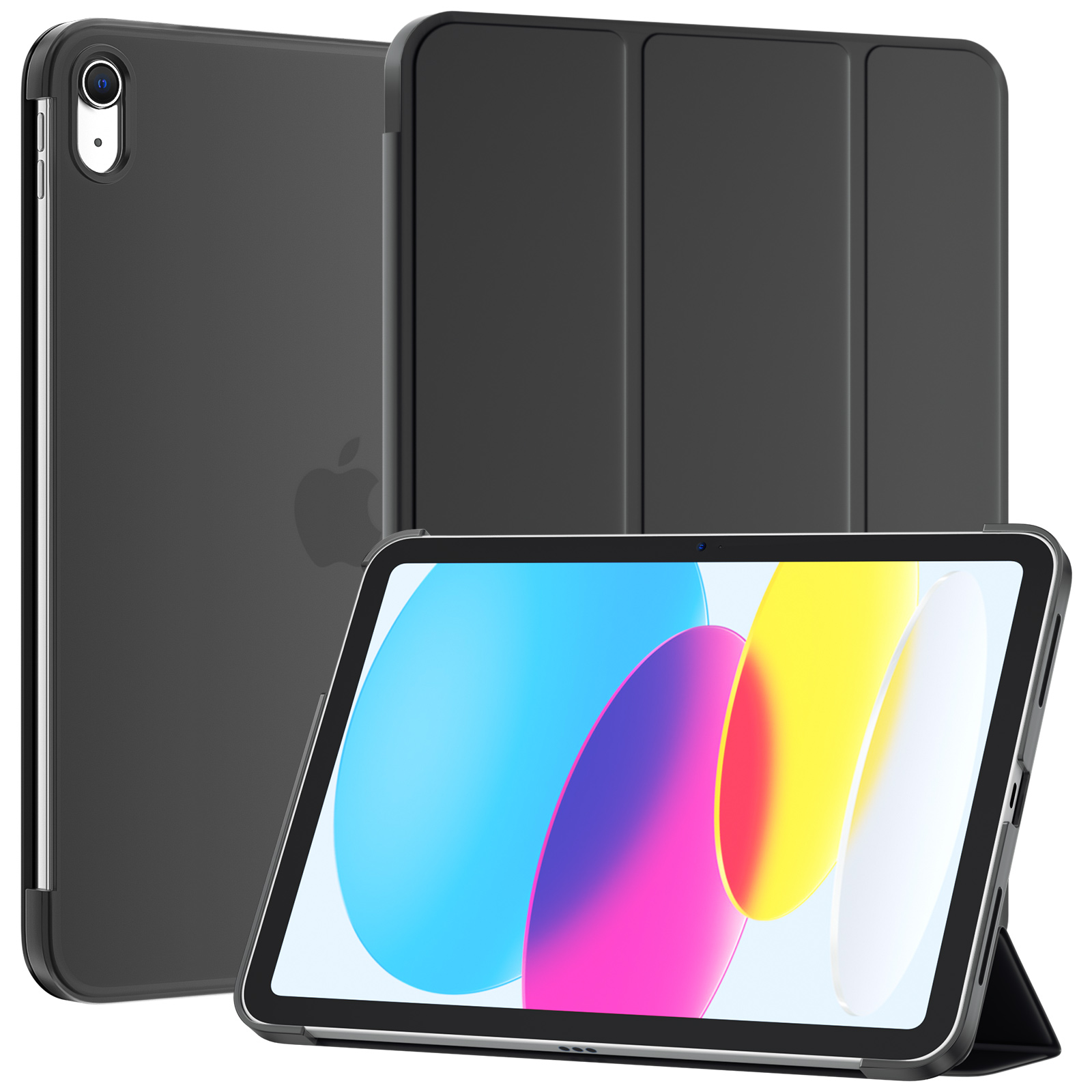 SUPFINE for iPad (A16) 11th Generation Case 11 inch 2025 & iPad 10th Generation Case 10.9 inch 2022, Slim Stand Hard PC Translucent Back Shell Cover (Support Touch ID, Auto Wake/Sleep), Black - 图片 8