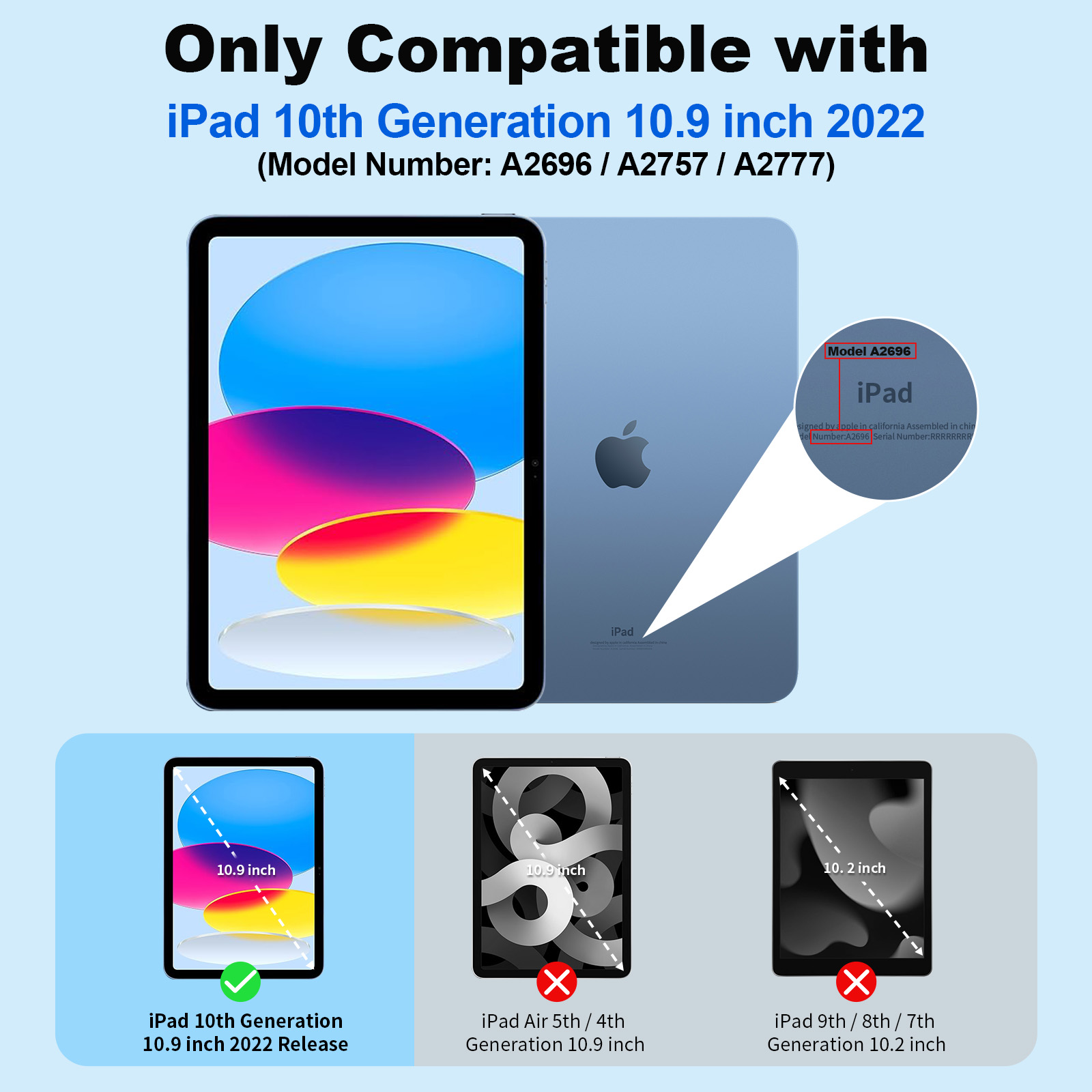 SUPFINE for iPad (A16) 11th Generation Case 11 inch 2025 & iPad 10th Generation Case 10.9 inch 2022, Slim Stand Hard PC Translucent Back Shell Cover (Support Touch ID, Auto Wake/Sleep), Black - 图片 2