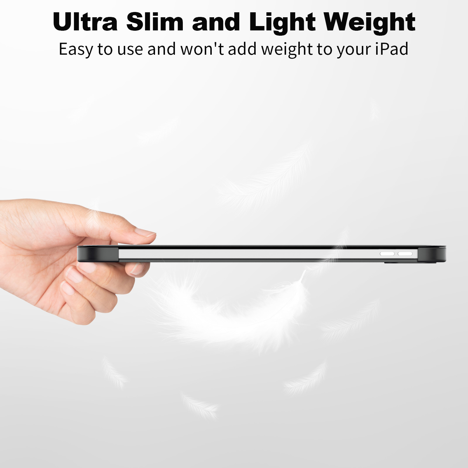 SUPFINE for iPad (A16) 11th Generation Case 11 inch 2025 & iPad 10th Generation Case 10.9 inch 2022, Slim Stand Hard PC Translucent Back Shell Cover (Support Touch ID, Auto Wake/Sleep), Black - 图片 6